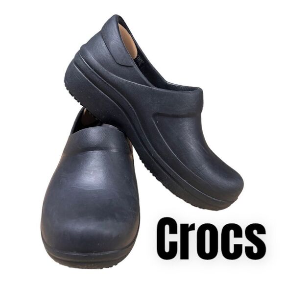 Crocs Neria Pro II Clog Slip Resistant Women's Size 7 Black - Picture 1 of 5